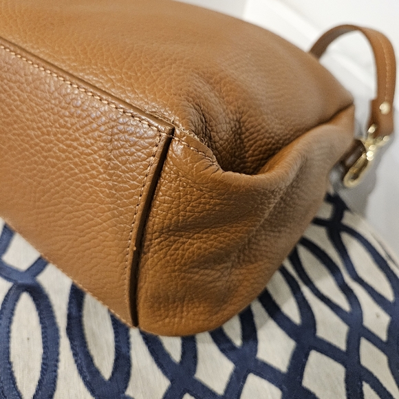 LUANA FERRACUTI Leather ShoulderBag With Ruched Handie Made In Italy Cognac EUC - Picture 7 of 16